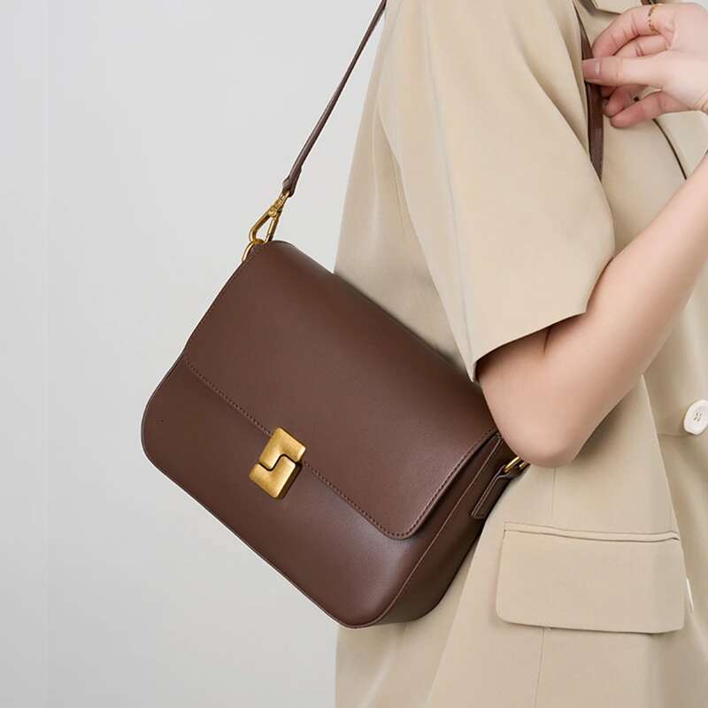 Toptrends Cow Genuine Leather Small Shoulder Crossbody Bags For Women 2024 Designer Tofu Purses Square Ladies Handbags