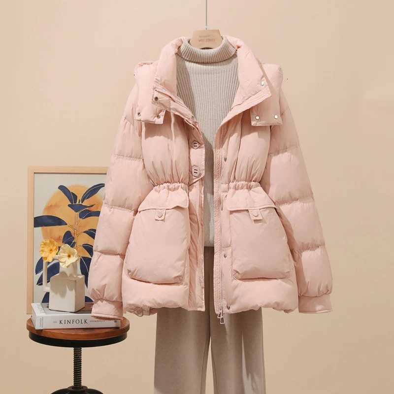 Schinteon Women White Duck Down Jacket Autumn Winter Warm Thick Casual Outwear Drawstring with Hood Korean Style Coat 2025 NewT251105