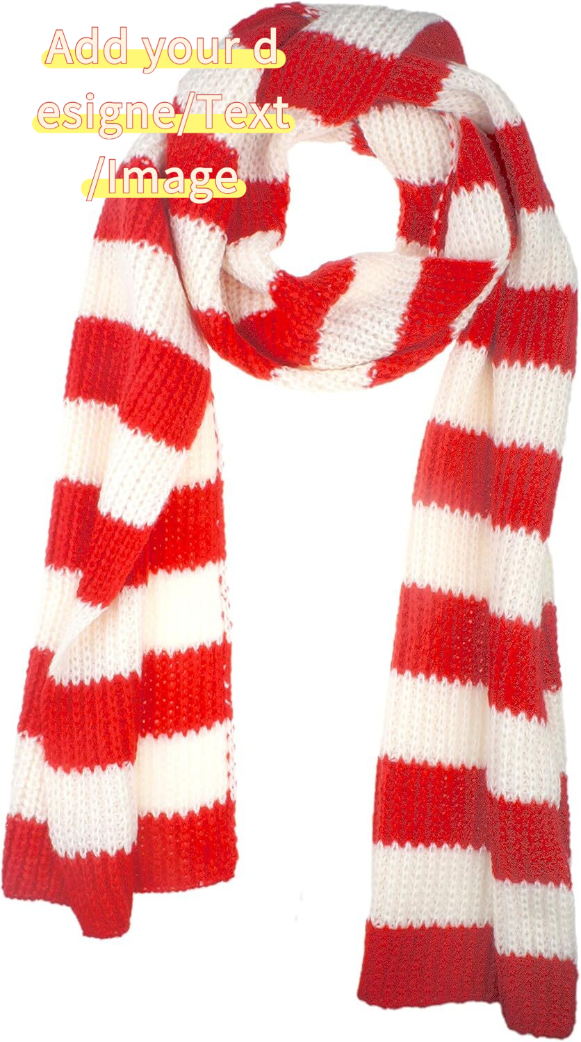 Custom Christmas Fall Winter Ultra Soft Knit Striped Scarf for Women Men Boys Girls