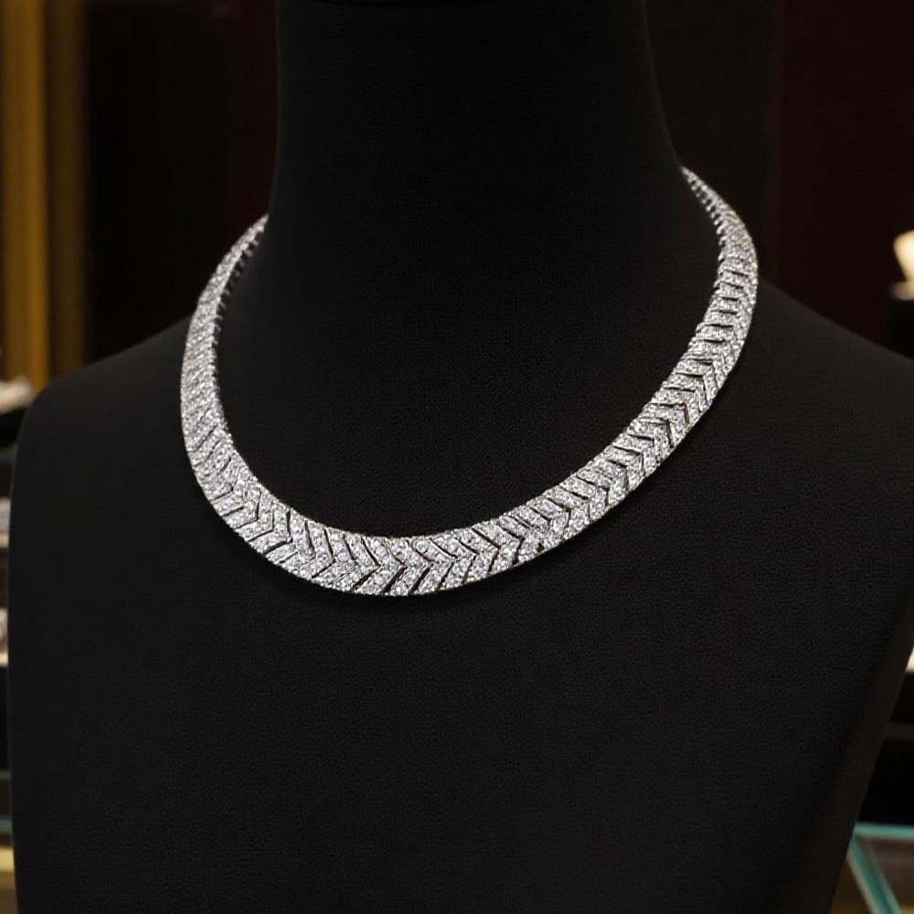 2025 New Arrow Shape Geometry Tennis Chain Necklace Bracelet Inlay Bling CZ For Women Fashion Charm Jewelry Accessories