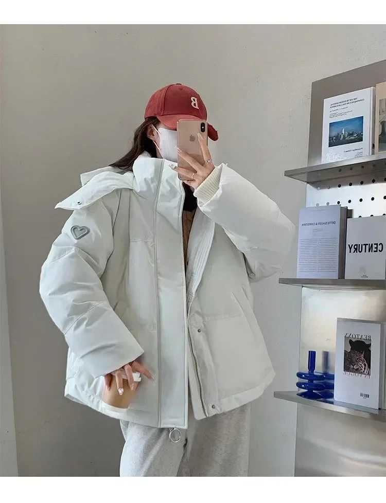 2024 Winter Warm Casual Loose Parkas Womens Down Cotton Jacket Coats Solid Oversize Elegant Female Soft Thick Puffer JacketsT251105