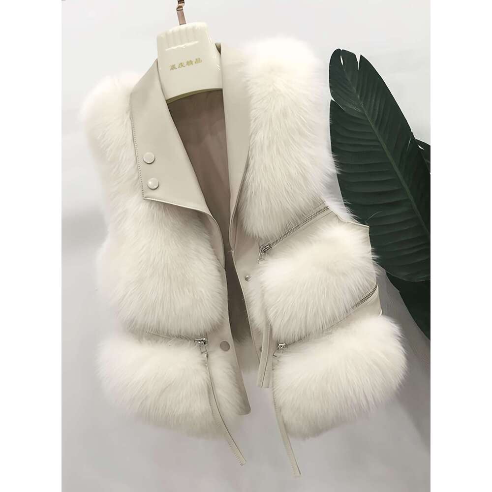 Autumn And Winter Artificial Fur Coat, Warm Patchwork Sports Jacket