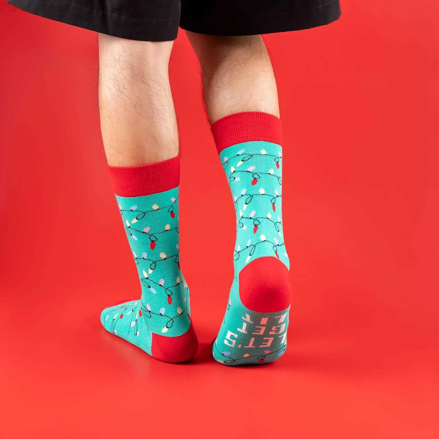 4 Pairs Christmas Socks for Men Christmas Gifts for Father Fun Novelty Cotton Crew Socks Stocking Stuffers for DadW251105