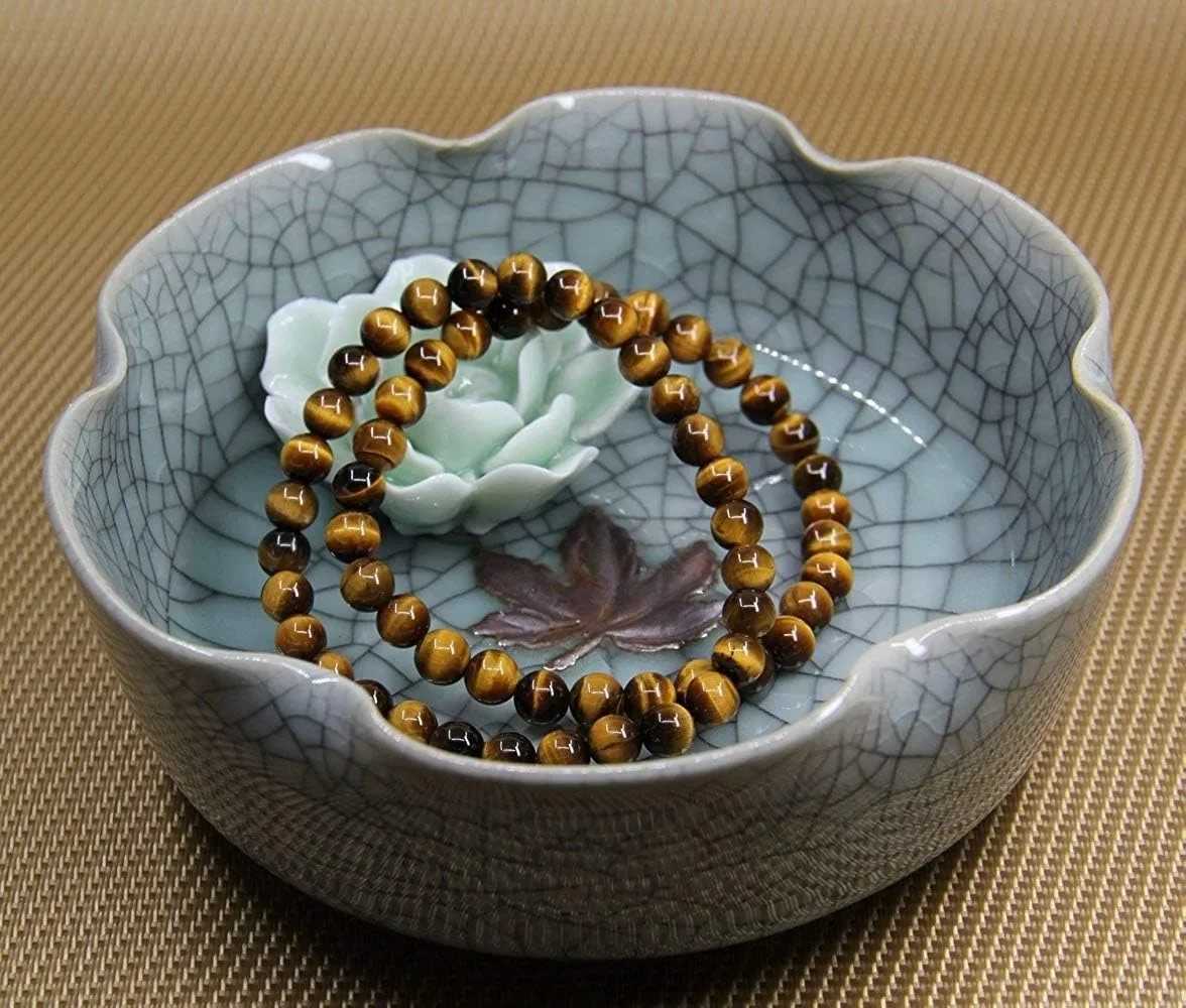 Rich and Fortune Tiger Eye Bracele Handmade Natural Gemstone Elastic Crystal Stone Beads Jewelry Gifts for Women Men C251105