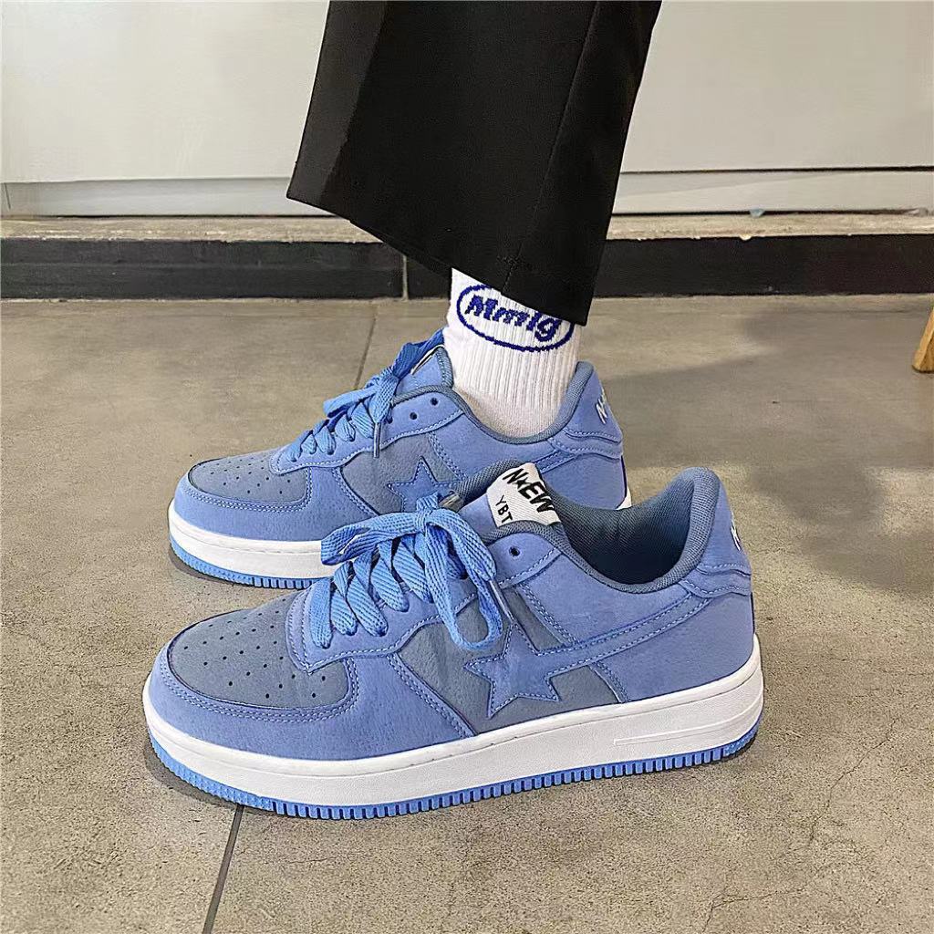 2025 New arrival unisex skate shoes hot sale free shipping casual women men shoe blue yellow star pattern outdoor sneakers plus size 36-44