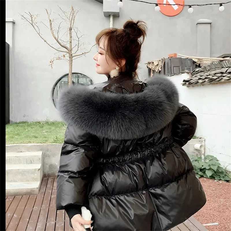2025 Winter New Fashion Korean Version Anti-season Cotton-padded Womens Long Loose Warm Cotton-padded Jacket Hooded Coat TideT251105