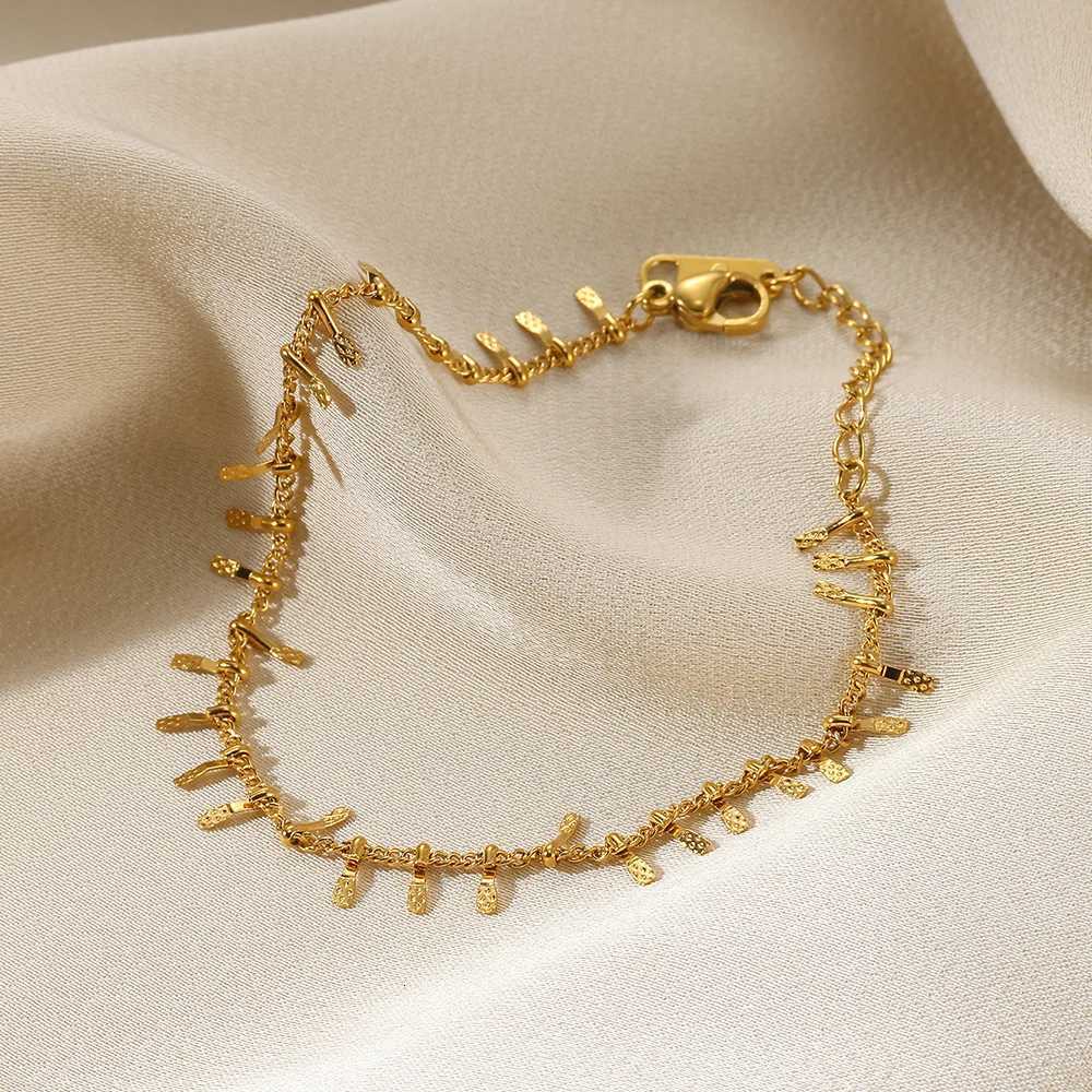 Handmade Stainless Steel Double Layer Bead Bracelet For Women Tassel Heart Bangle Bracelets Beach Waterproof Pulseras JewelryXJ251105