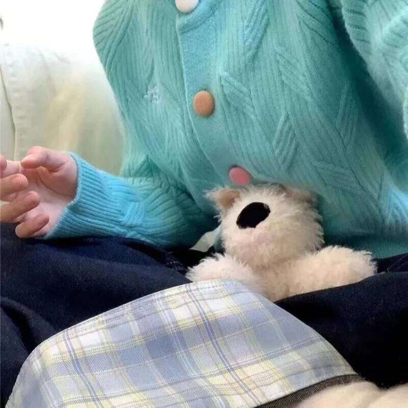 Women Clothing Spring Autumn Fashion Korean Button Solid Color O-Neck Knitting Female All-Match Loose Cardigan Sweater Coat Tops Designer Sweater Bear