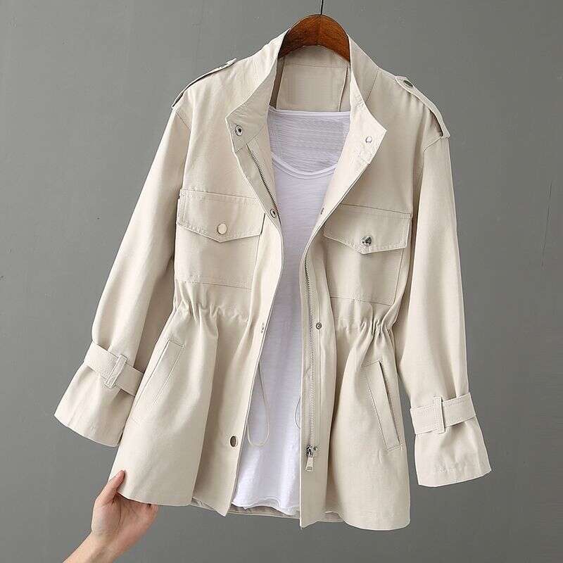 Women's New Small Size Trench Coat Mid-Length Spring Outerwear Loose Slimming Versatile Top B5