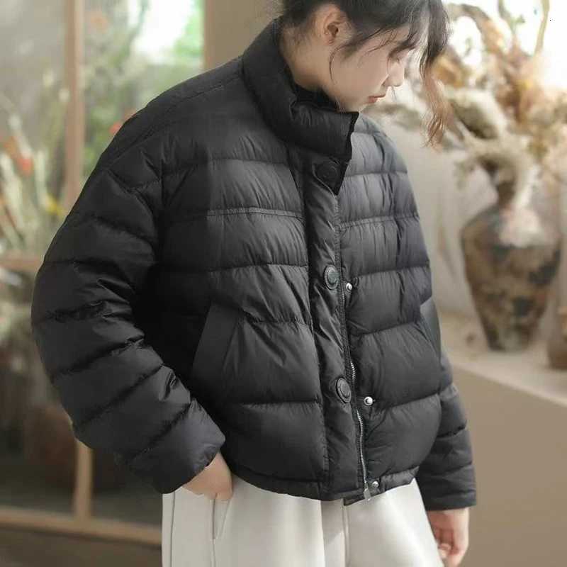 Korean Style Lightweight Down Cotton Jackets for Women 2025 New Winter Solid Casual Loose Warm Short Coats Snow OuterwearT251105