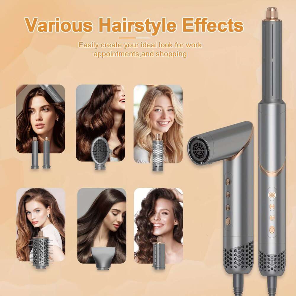 8In 1 Negative Ionic Foldable Wrap Air Styler Set, 110000 RPM High-Speed Hot Dryer Brush Set For Curling, Fast Dry, Straightening - Versatile Hair Sty