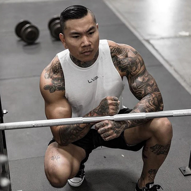 Mens summer gym cotton vest sleeveless mens fitness clothing casual fitness vest sportswear 250403