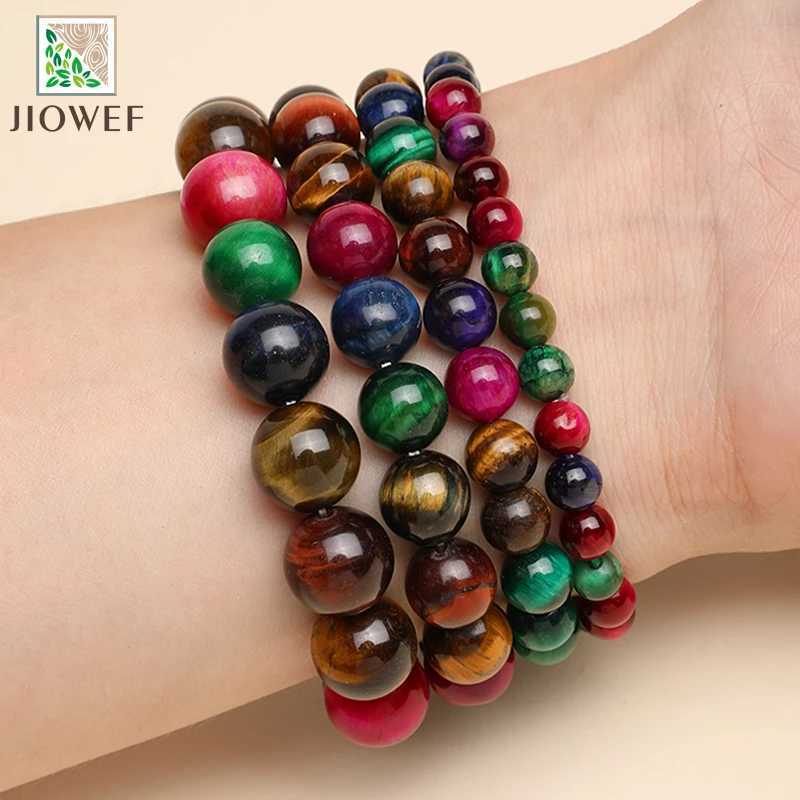 Mixed Color Tiger Eyes Made of Real Natural Stone Beads Body-Purifying Geniune for Women Pulsera 6/8/10/12mm C251105