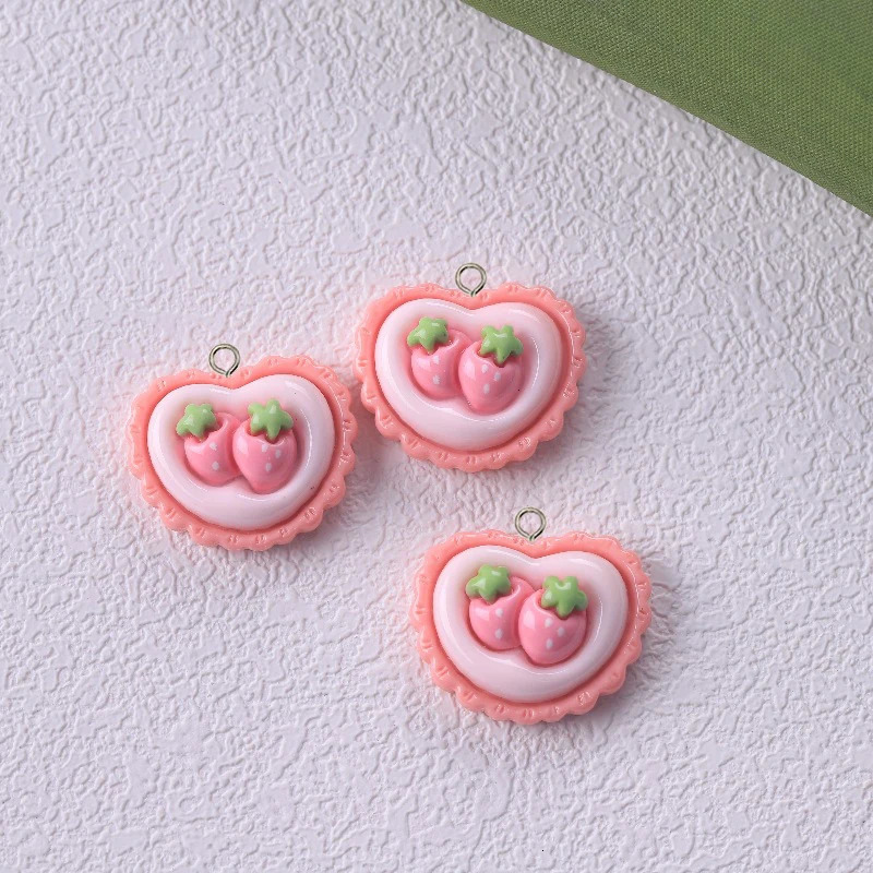 10 Kawaii Rabbit Strawberry House Resin Charm Cute Cartoon Animal Earrings Keychain DIY Jewelry Pendant 250325