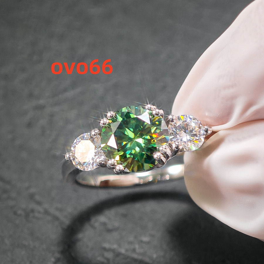 Classic Trendy Three Stone Ring High Quality Rhodium Plated GRA 925 Silver Cushion VVS Moissanite for Women Men Engagement Gift