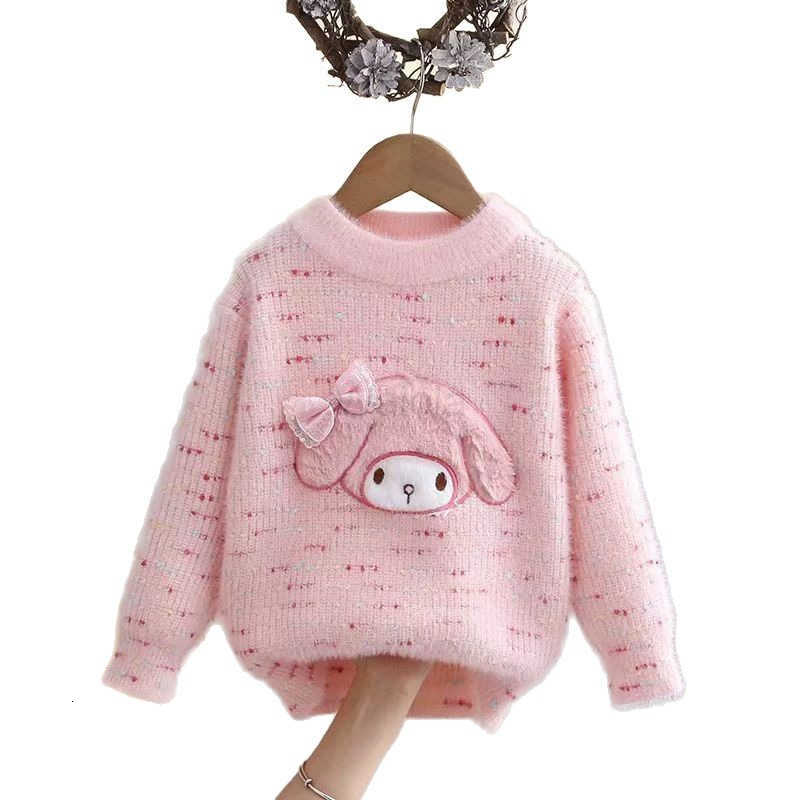 Sanrio Girls Sweater Mink Autumn Winter New Fashionable Small and Medium Children 2025 Thickened Kuromi Top Base Knitted Shirt H251105