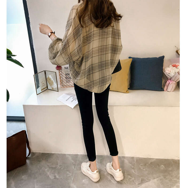Spring And Autumn Fashion New Chic Loose BF Plaid Women's Long Sleeve Hong Kong Top Korean Style Shirt Jacket B5