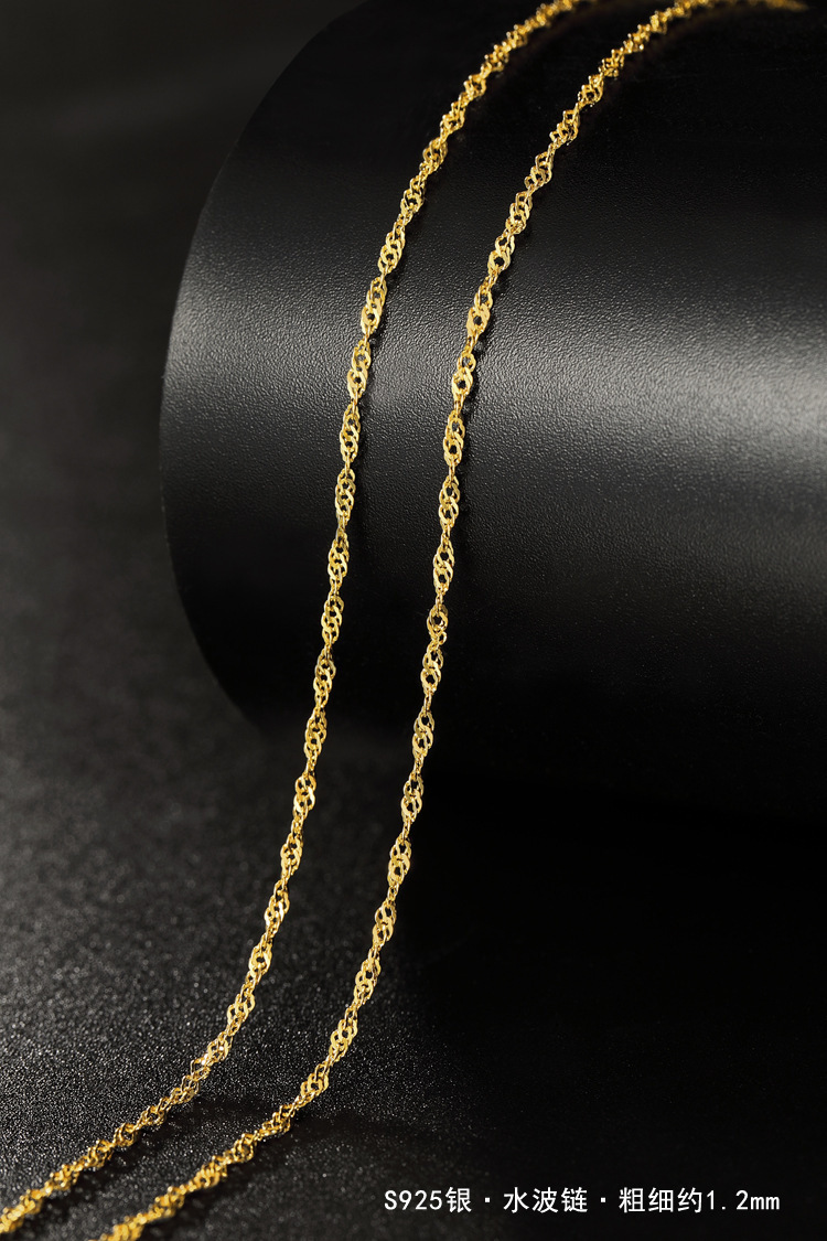 Nude Necklace 925 Sterling Silver Thin 18K Color Gold Plated Female Clavicle Chain Matching Non-Fading