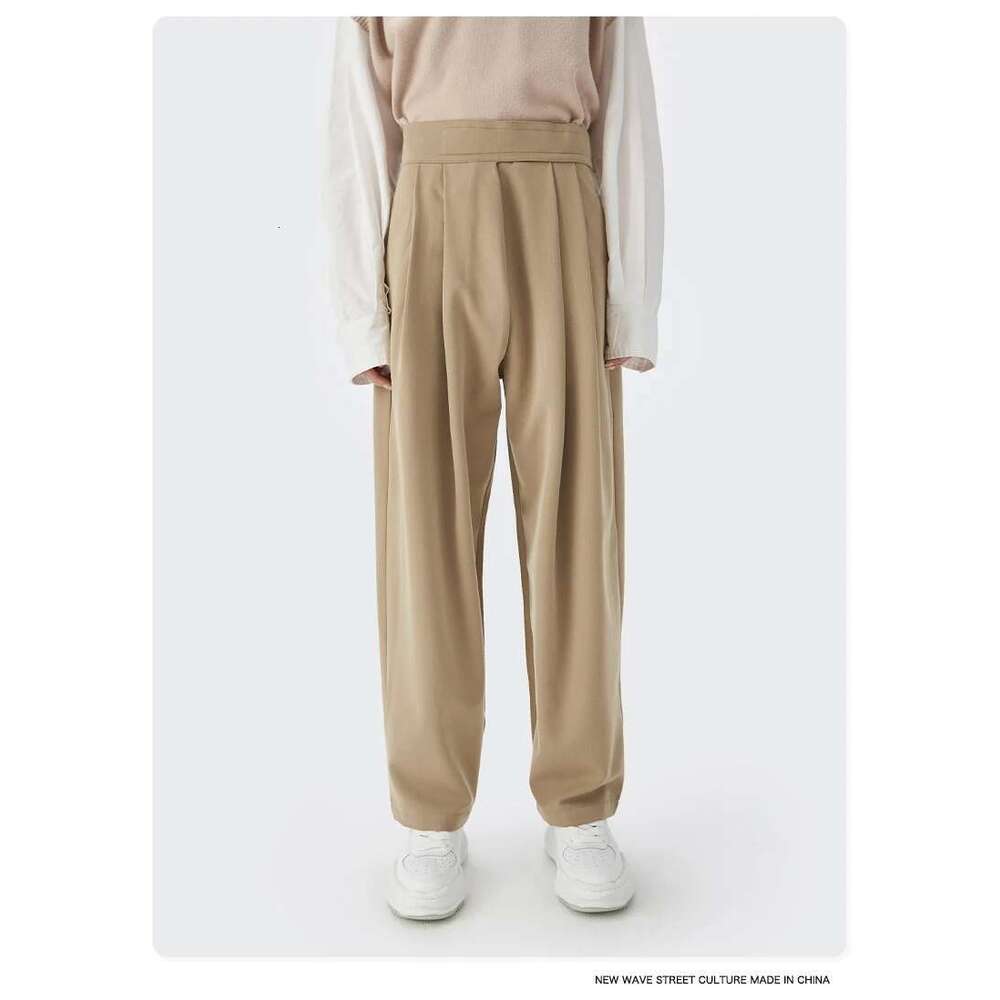Men's Casual Fashion Straight Leg Suit Pants Men Black Dress Trousers Japanese Streetwear