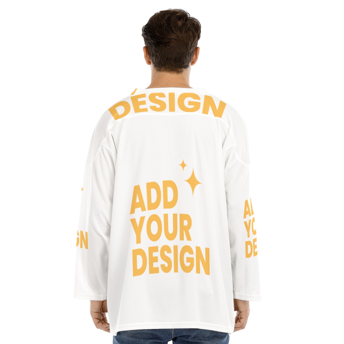 Men's V-neck Ice Hockey Jersey, All-Over Print Long Sleeve Sports Shirt, Custom Team Uniform 100% Polyester Loose Fit