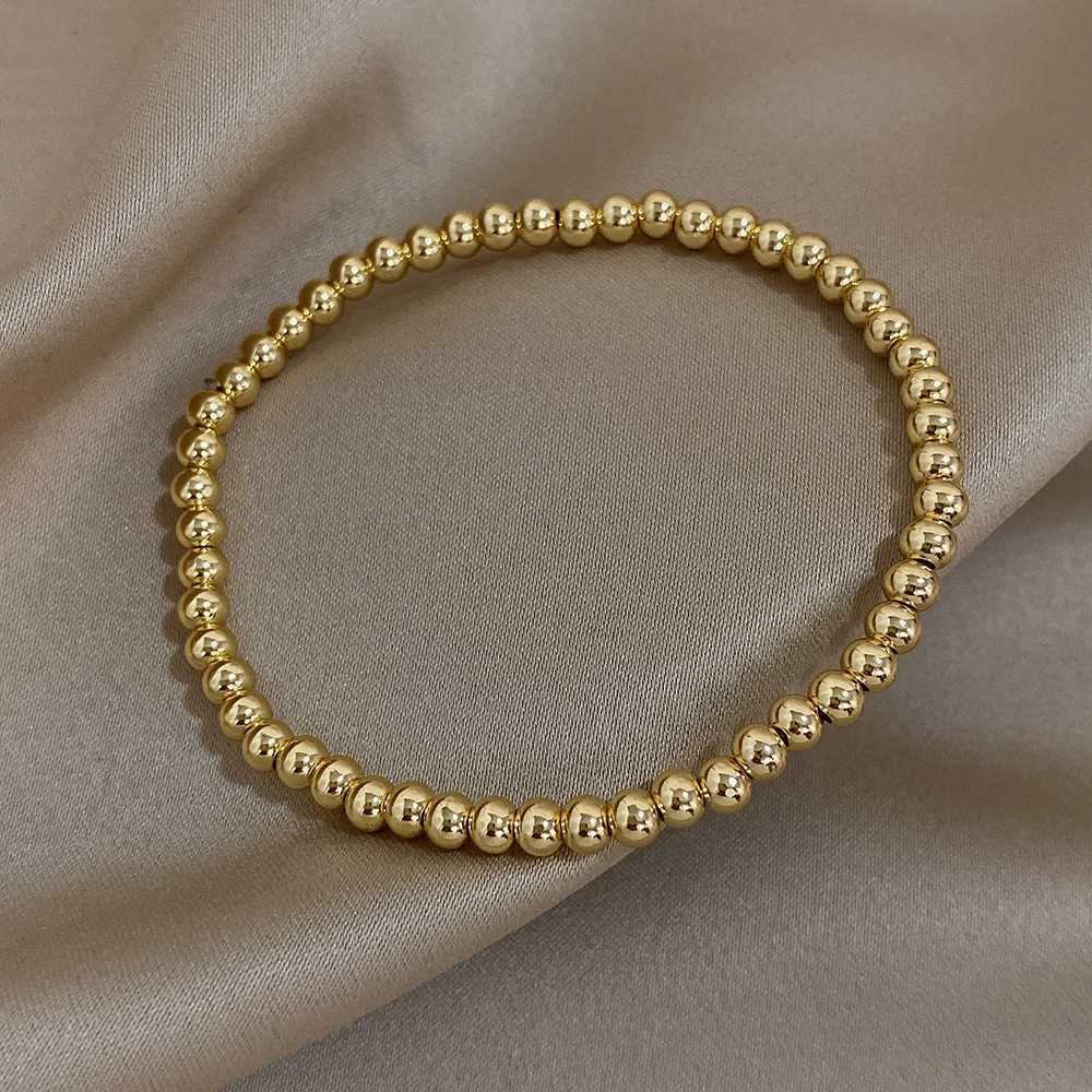 AENSOA Gold Silver Color Stainless Steel Beaded Bracelet Handmade Stackable Elastic String Bracelet Boho Jewelry for Women GirlsXJ251105