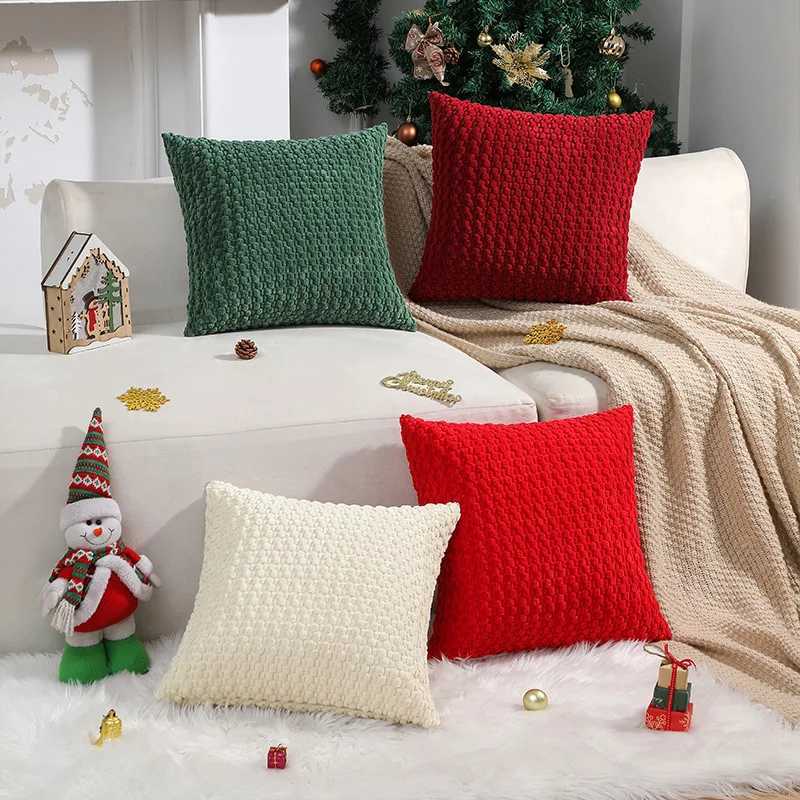 Simple Christmas Throw Pillowcase Cojine Corduroy Three-Dimensional Bubble Granule Sofa Pillow Cushion Cover 30x50/45x45/50x50cm Y251105
