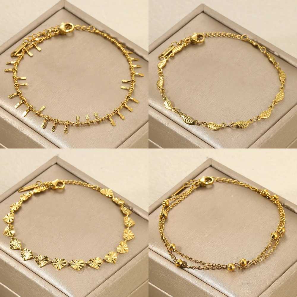 Handmade Stainless Steel Double Layer Bead Bracelet For Women Tassel Heart Bangle Bracelets Beach Waterproof Pulseras JewelryXJ251105