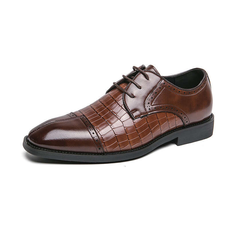 Large Business Dress for Men 38-48 Small Square Head Groom Wedding Crocodile Pattern Leather Shoes