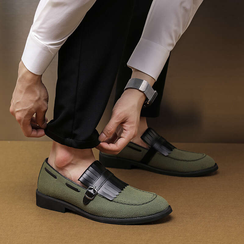 Large 2023 Spring and Autumn new men's leather shoes 38-48 size British tassel set foot loafers