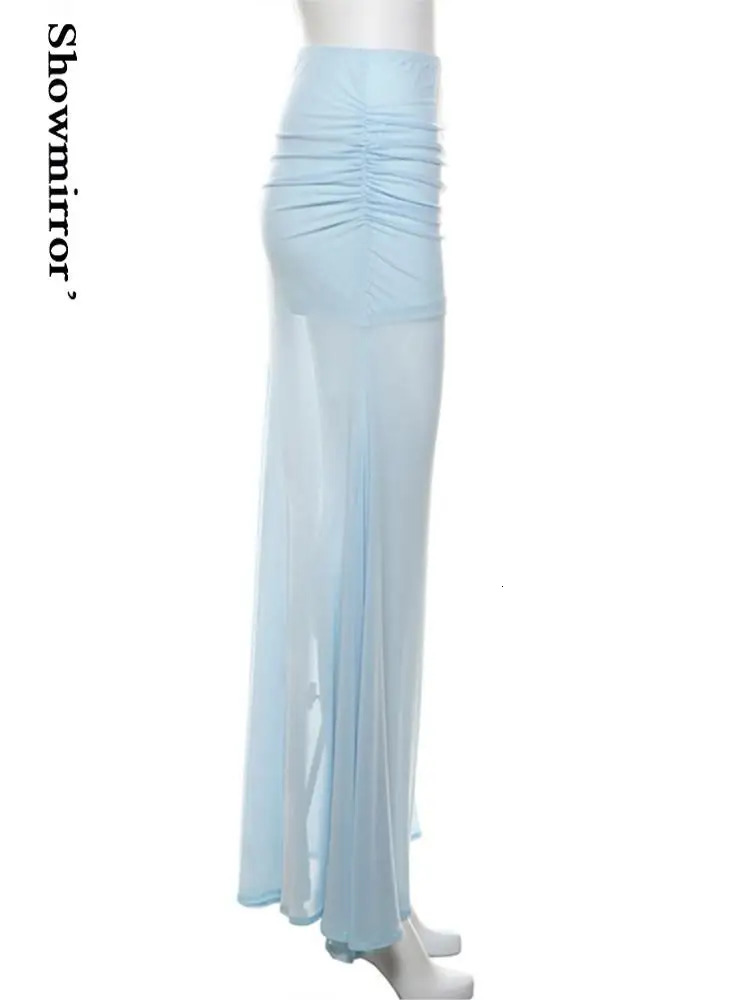 Womens Blue Transparent Party Long Dress Blue Dress Lace Long Dress Cute Kwai Set Y2K 250402