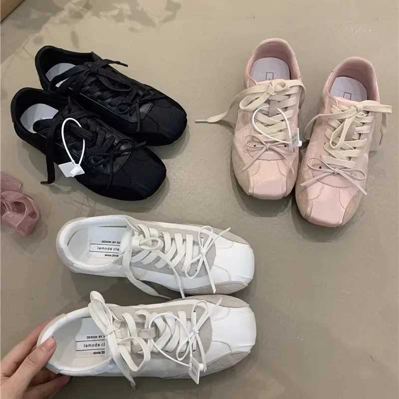 White Lace Knot Sports Shoes for Wen Spring Autumn New Style Casual Loose Fit Fem Footwear Cfortable Breathable Y251105
