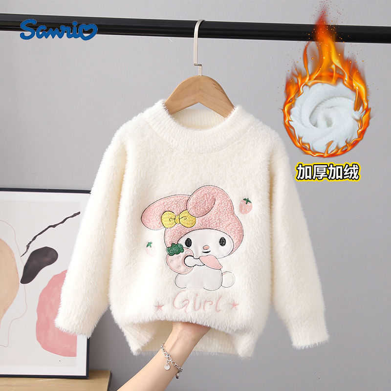 Sanrio Huzhou Zhili Childrens Clothing My Melody Girls Sweater Fleece Lined Thickened Autumn Winter New Mink Velvet Childrens 2 3 4 5 Years Old H25110