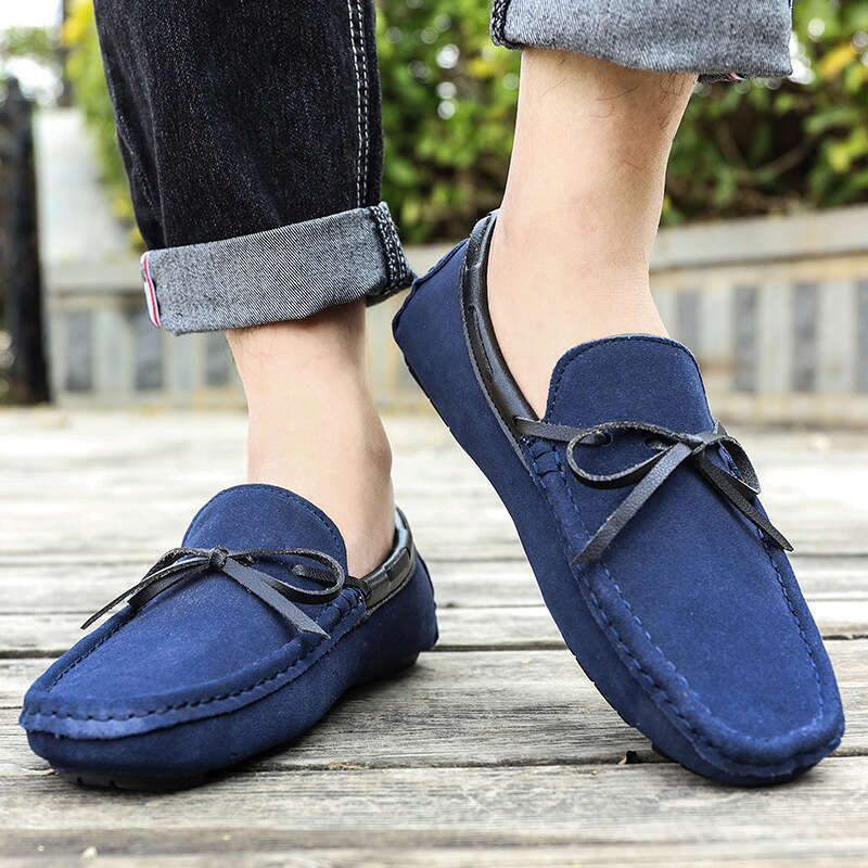 Large size cowhide bean sizes 38-48, leather for men, 2023 spring and autumn new style, one foot driving shoes