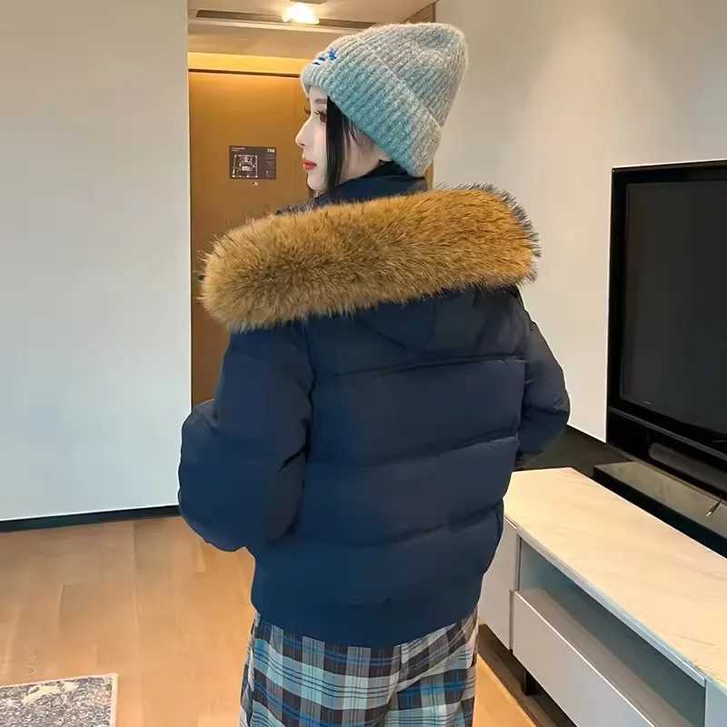 Womens Winter Thick Puffer Cotton Coat Warm Outwear with Faux Fur Removable Hood Short Quilted Jacket Puffy Bubble CoatT251105