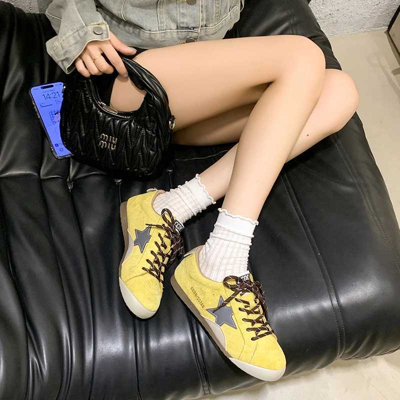 Genuine Leather Deqin Shoes Wens 2025 New Style Versatile Worn-In Flat Bott Casual Sporty Flats for Wen Y251105