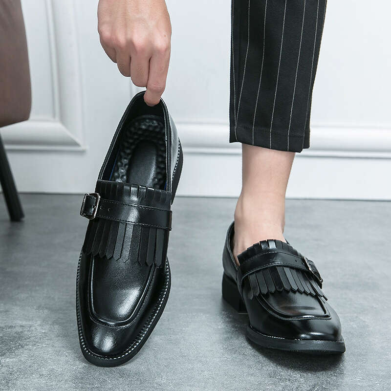 Large tassel casual leather sizes 38-46, hairstylist, lazy person wearing business dress, wedding shoes, men