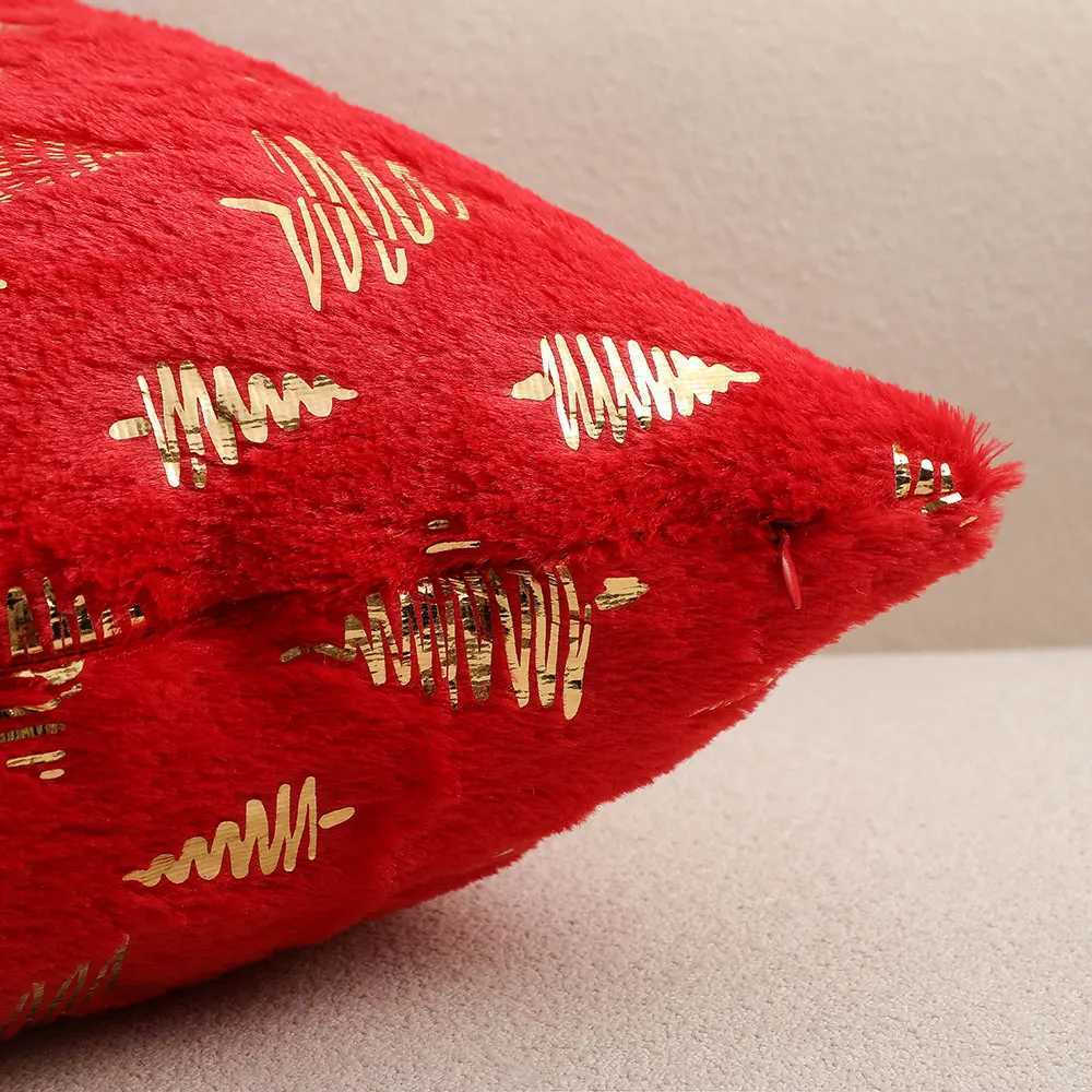 Christmas Foil Print Decorative Cushion Cover Plush Soft Pillowcases for Living Room Sofa and Bedroom 30x50 Throw Pillow Cover Y251105
