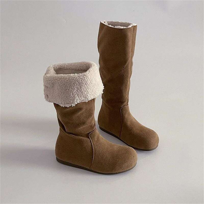 Designer boots Fashionable Khaki Fleece-Lined Thick-Soled for Women,Long Boots, New Autumn and Winter Style, Height Increasing, Slimming, Warm, Riding