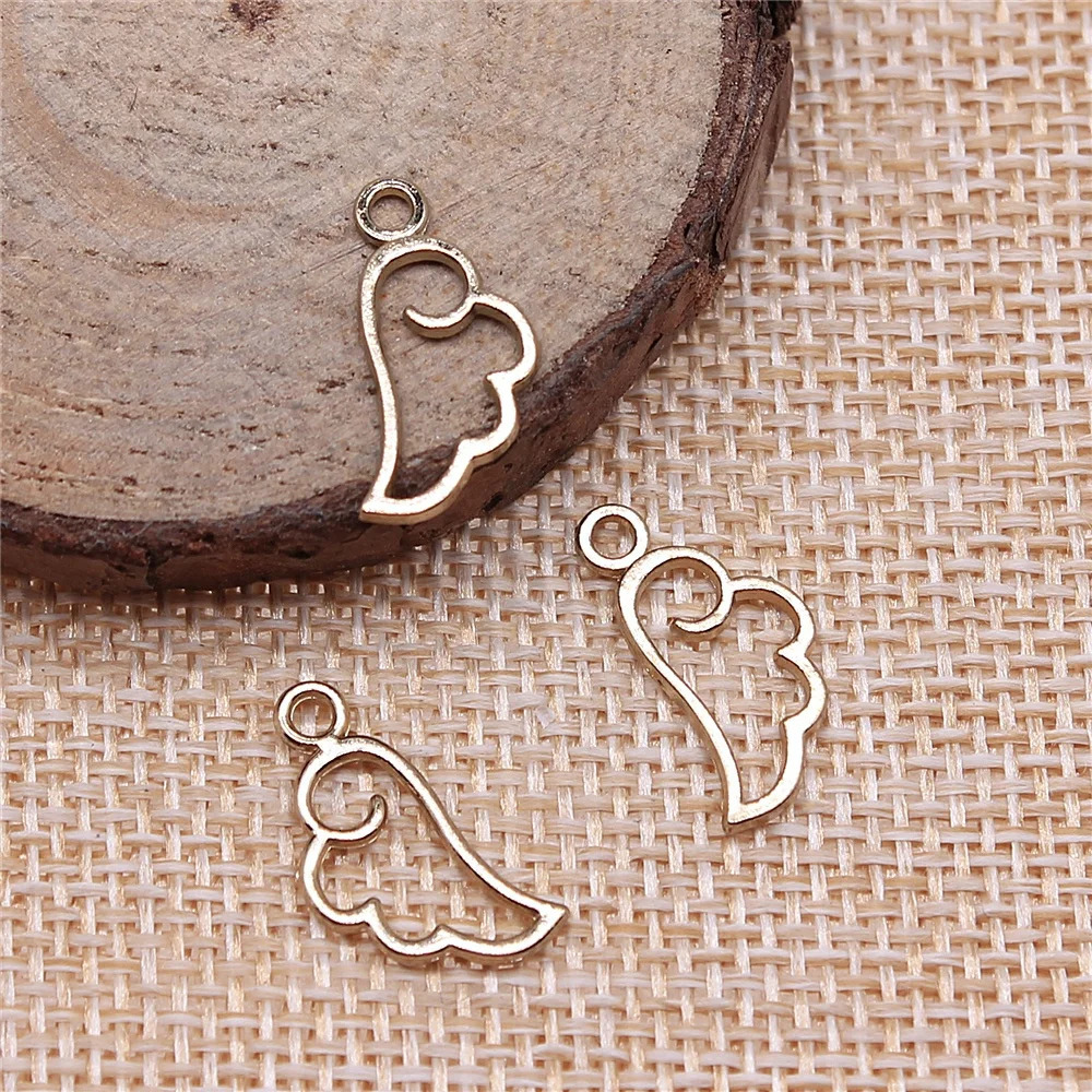 WYSIWYG 40 pieces of 18x9mm 3color cute Little Sky Angel Wing Talisman used for jewelry making bracelet necklace 250325