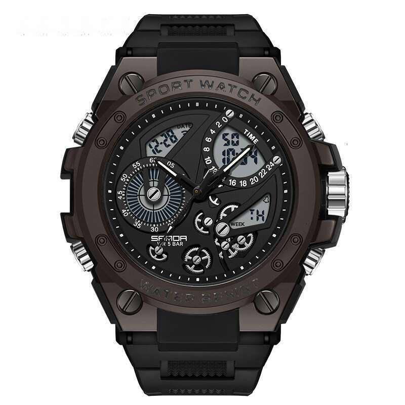 DHwatches Sanda TikTok for Teenagers, Multifunctional Fashion Trend Outdoor Luminous Alarm Clock Waterproof Electronic Men's Watch