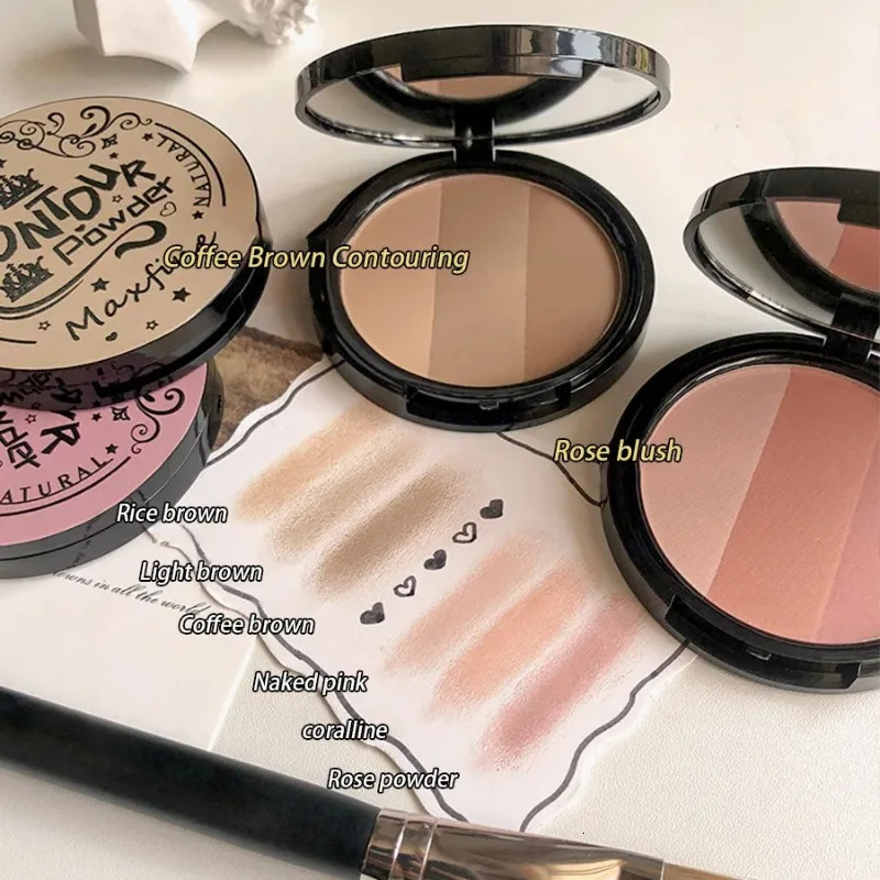 Bronzer Contour Palette Shadow Makeup Powder 3 Color Lasting Matte Glitter Nose powder blusher 250325