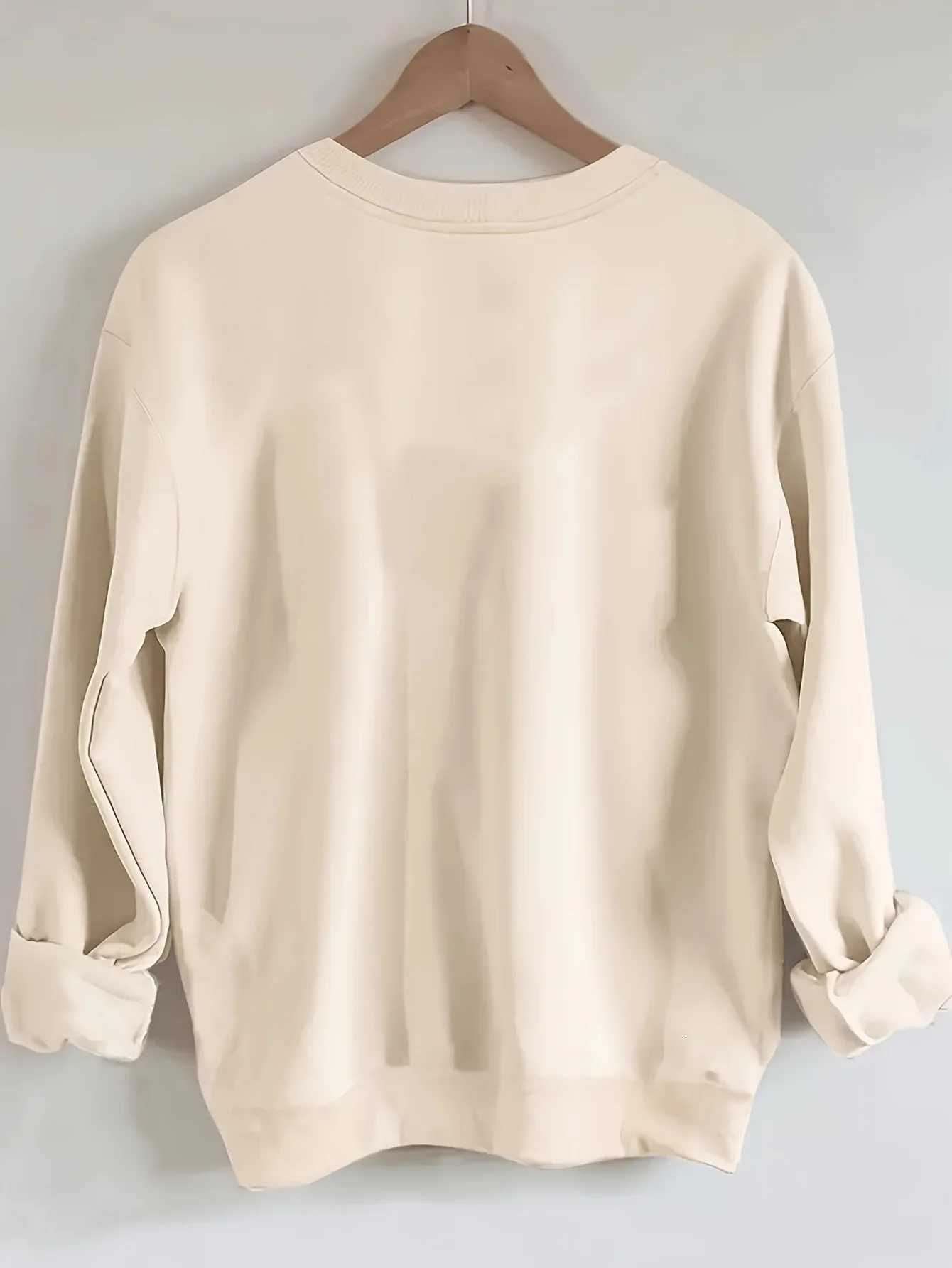 Womens Autumn/Winter Casual Wide-Leg Loose Halloween Pattern Print Fleece Long Sleeve Round Neck SweatshirtT251105