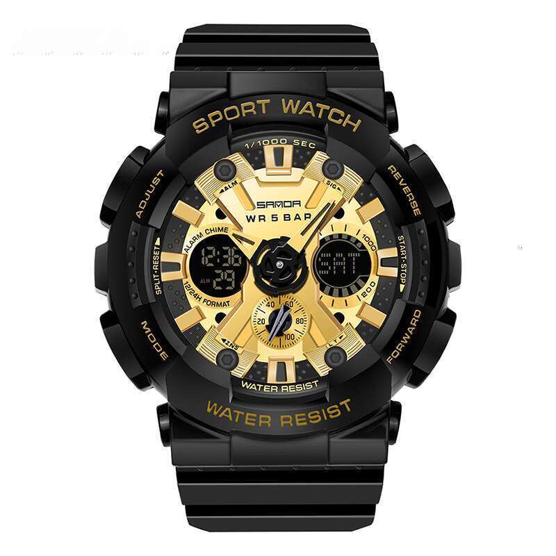 DHwatches Sanda 6033 for Men and Women Harajuku Style Trendy Dual Display Multifunctional Sports Waterproof Junior High School Student Korean Version 