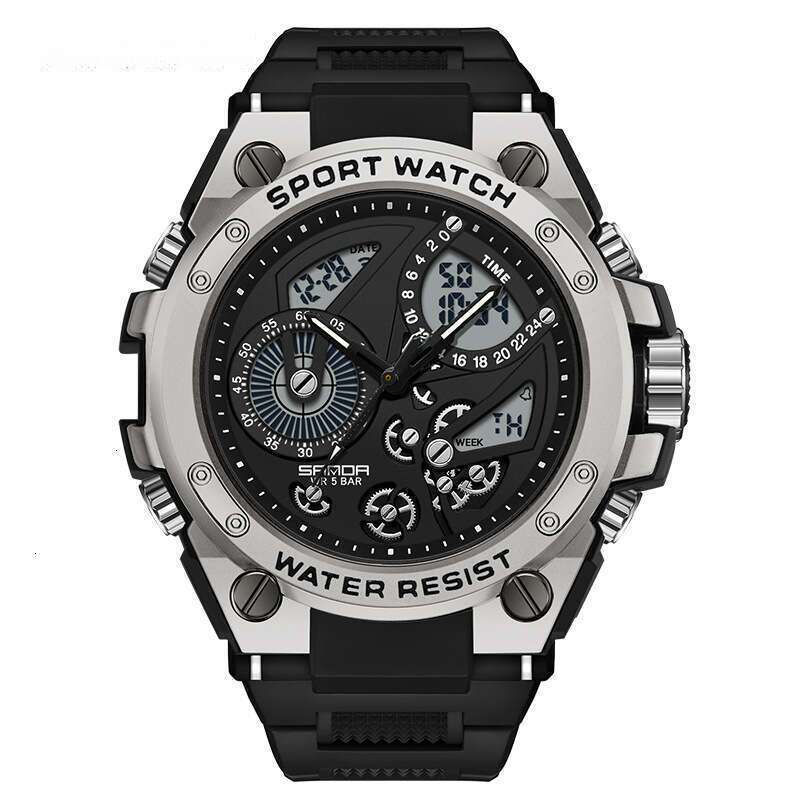 DHwatches Sanda TikTok for Teenagers, Multifunctional Fashion Trend Outdoor Luminous Alarm Clock Waterproof Electronic Men's Watch