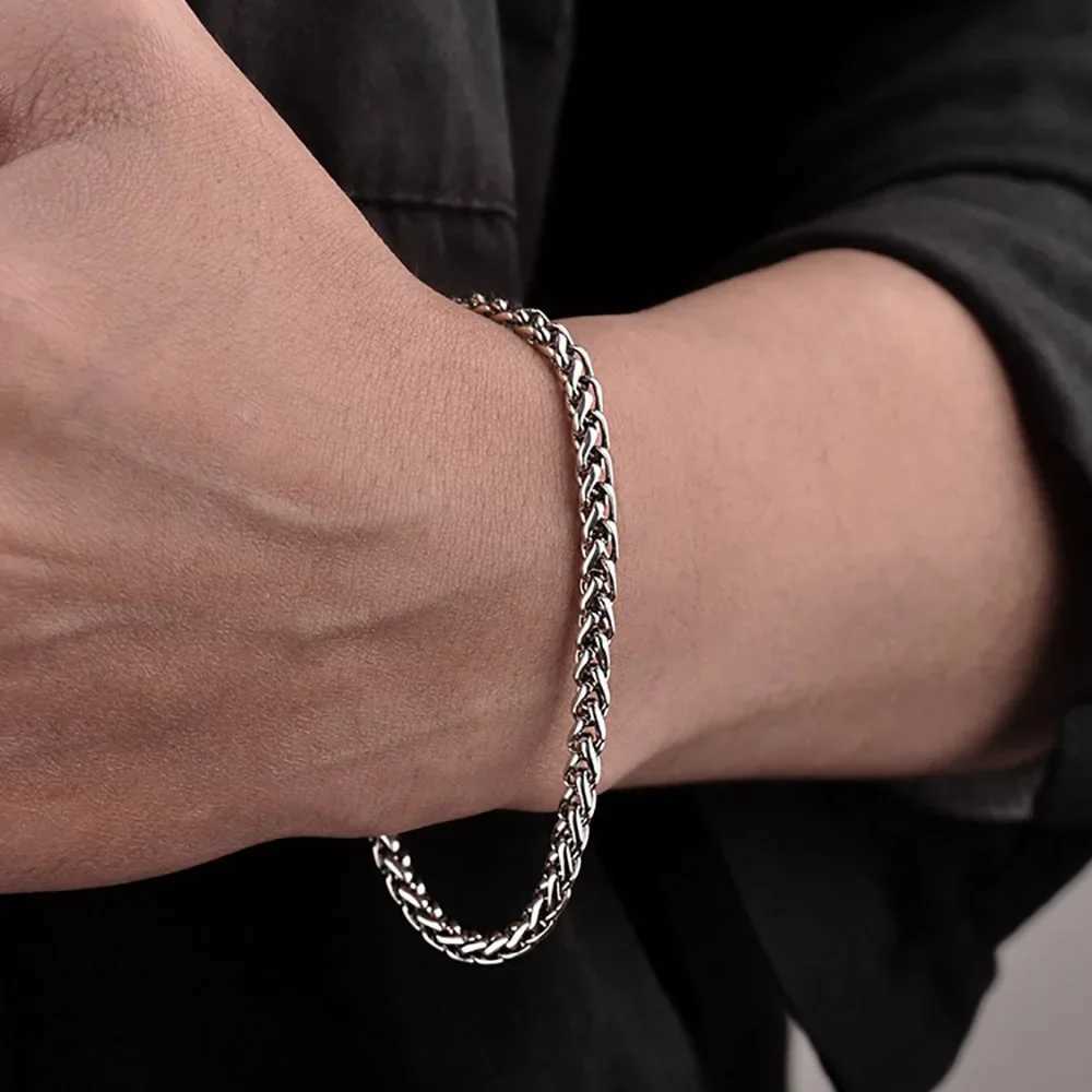 925 Sterling Silver 3mm Braided Wheat Chain Bracelet 17-21cm Simple Retro Minimalism Jewelry For Men and WomenXJ251105