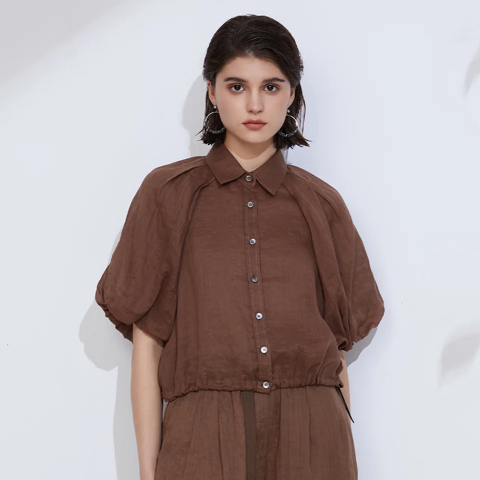 K2164W Ladies Summer Clothes Womens Clothing Shirts 100% high Quality n Linen Blouse 250402