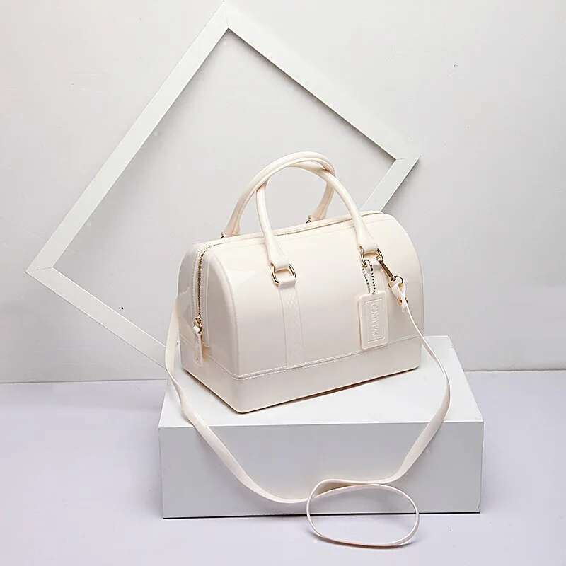 Women Transparent Boston Handbag Candy Color Fashion Girls Jelly PVC Simple Waterproof Silicone Pillow Big Crossbody Bag
