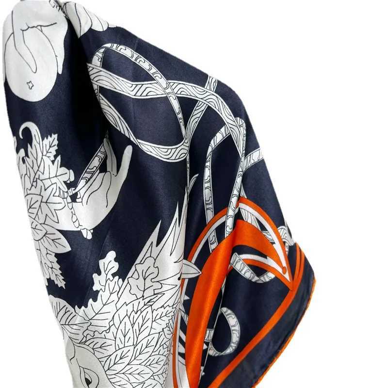 110CM Hems Rollerd Mulberry Scarf Silk Natural Hand Rolled Foulard Femme Hand-rolled Edges Square Bandana L251104