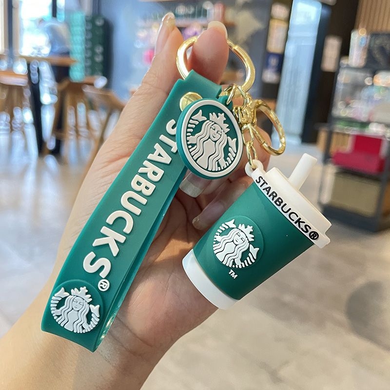 Hot Free shipping designer New PVC Bear Keychain Milk Tea Cup Ice Cream Exquisite Backpack Pendant Cute Cartoon Key Pendant