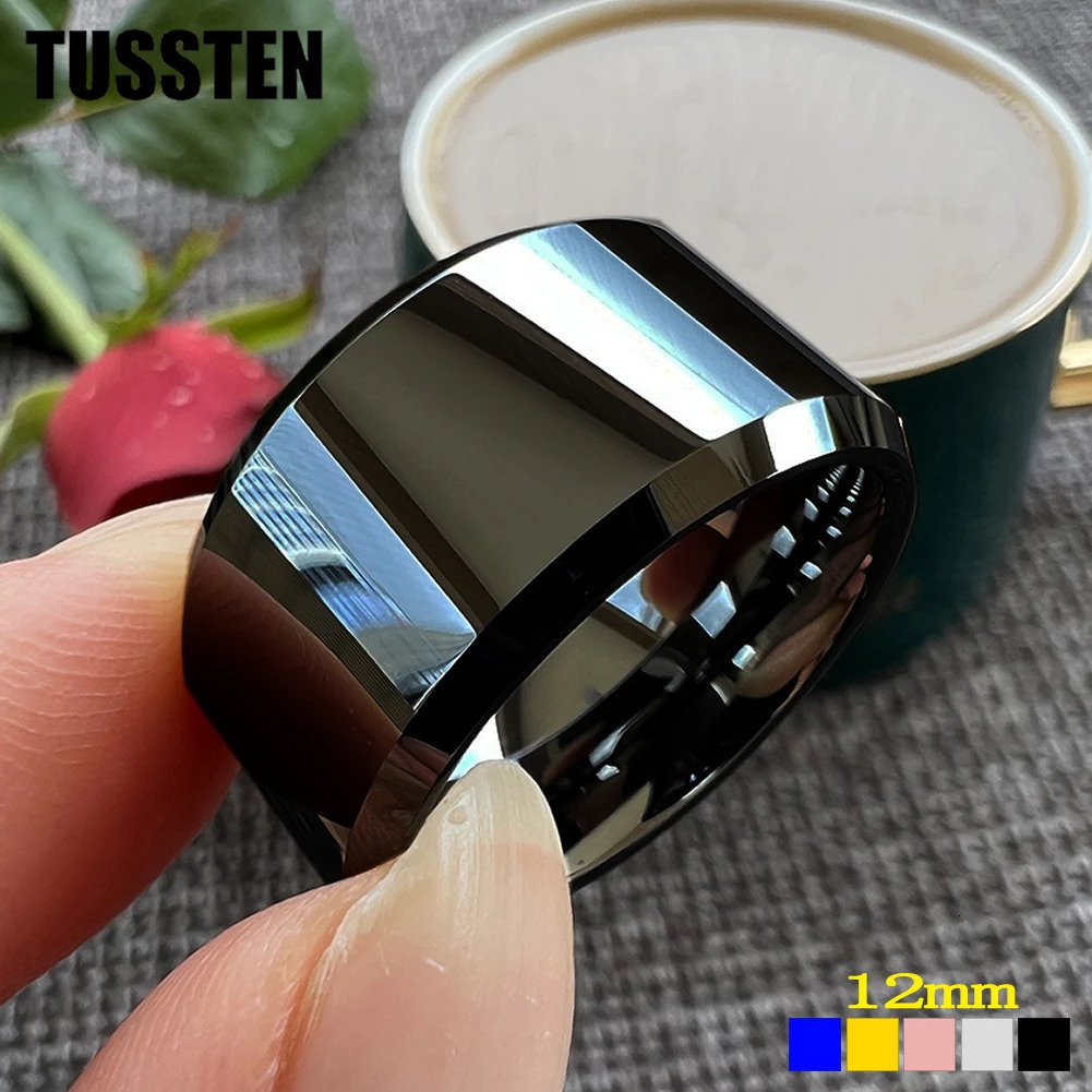 Drop TUSSTEN 1012MM Big Men Ring Tungsten Wedding Band Stepped Beveled Great Workmanship Fathers Day Gift Jewelry 251031